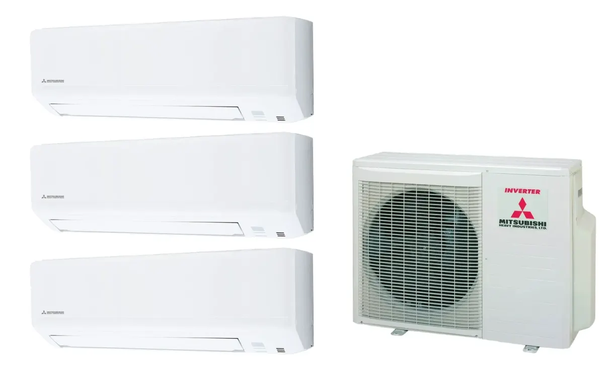 Klimatizácia multi-split Mitsubishi Heavy SRK-ZSP Standard biela — vonkajšia jednotka SCM60ZS + 3× jednotka (2,5, 2,5, 2,5 kW)