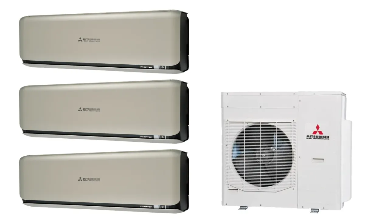 Klimatizácia multi-split Mitsubishi Heavy SRK-ZSX Diamond titánová — vonkajšia jednotka SCM125ZM + 3× jednotka (2,0, 3,5, 6,0 kW)