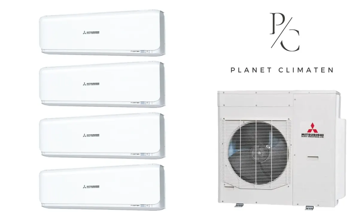 Klimatyzacja multi-split Mitsubishi Heavy SRK-ZSX Diamond biały — agregat SCM125ZM + 4× jednostka (2,0, 2,0, 2,5, 5,0 kW)