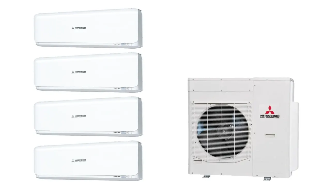 Klimatizácia multi-split Mitsubishi Heavy SRK-ZSX Diamond biela — vonkajšia jednotka SCM125ZM + 4× jednotka (2,0, 2,5, 5,0, 5,0 kW)