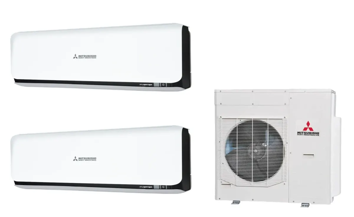 Klimatizácia multi-split Mitsubishi Heavy SRK-ZSX Diamond čierna — vonkajšia jednotka SCM125ZM + 2× jednotka (6,0, 6,0 kW)
