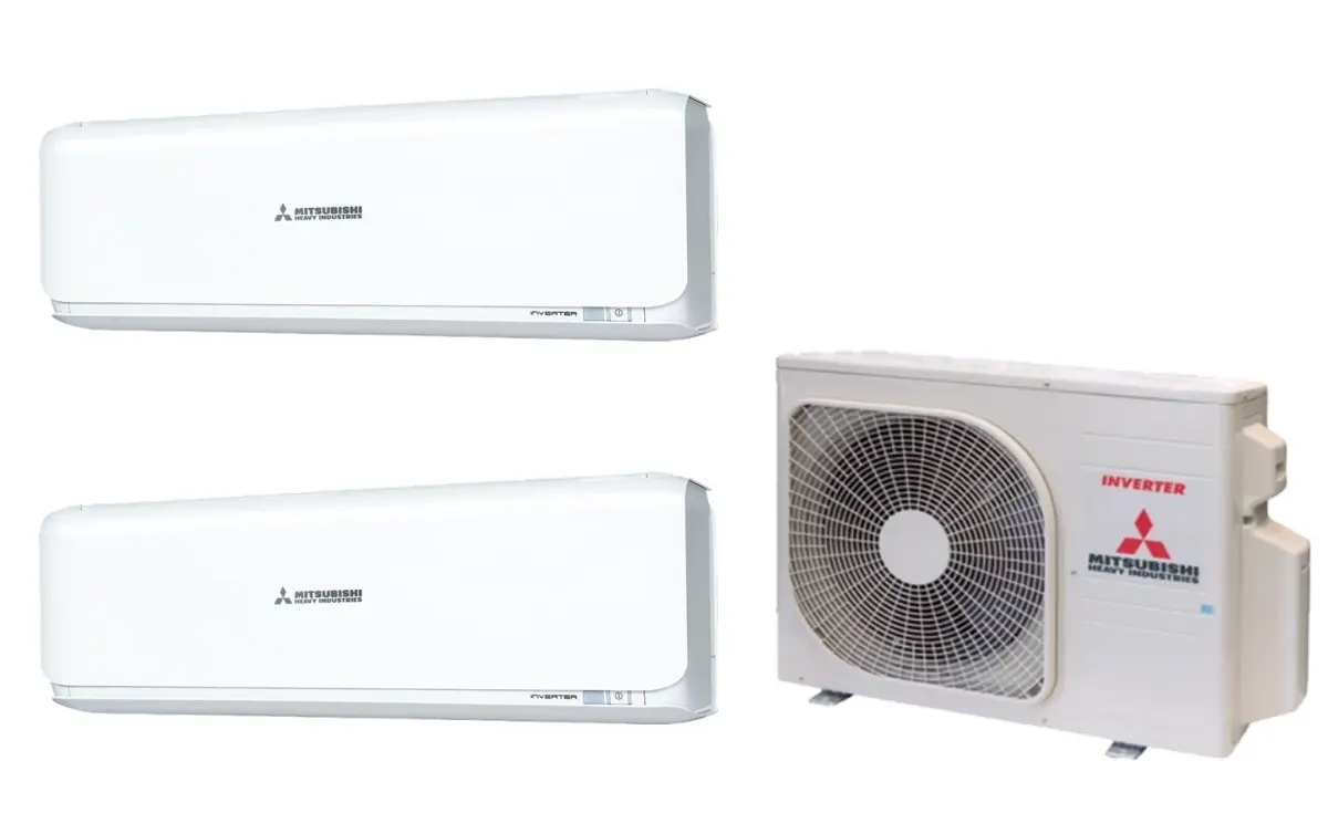 Klimatizácia multi-split Mitsubishi Heavy SRK-ZSX Diamond biela — vonkajšia jednotka SCM30ZS + 2× jednotka (2,5, 2,5 kW)