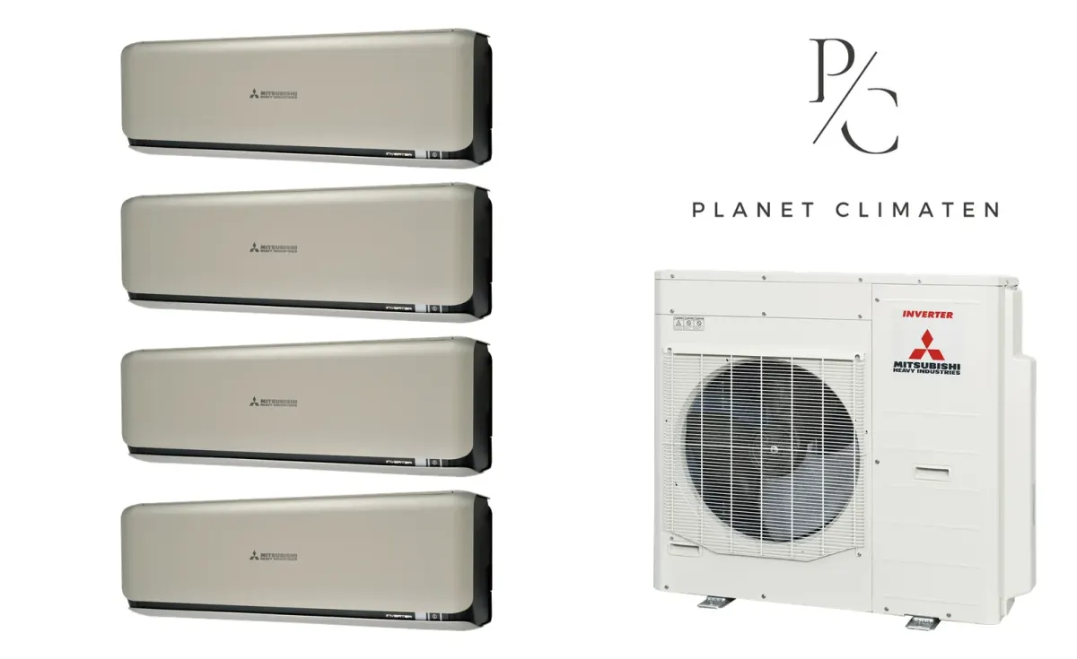Klimatyzacja multi-split Mitsubishi Heavy SRK-ZSX Diamond tytanowy — agregat SCM100ZS + 4× jednostka (2,0, 2,0, 6,0, 6,0 kW)