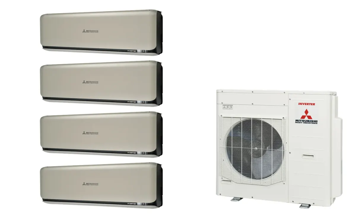Klimatizácia multi-split Mitsubishi Heavy SRK-ZSX Diamond titánová — vonkajšia jednotka SCM100ZS + 4× jednotka (2,0, 2,0, 5,0, 5,0 kW)