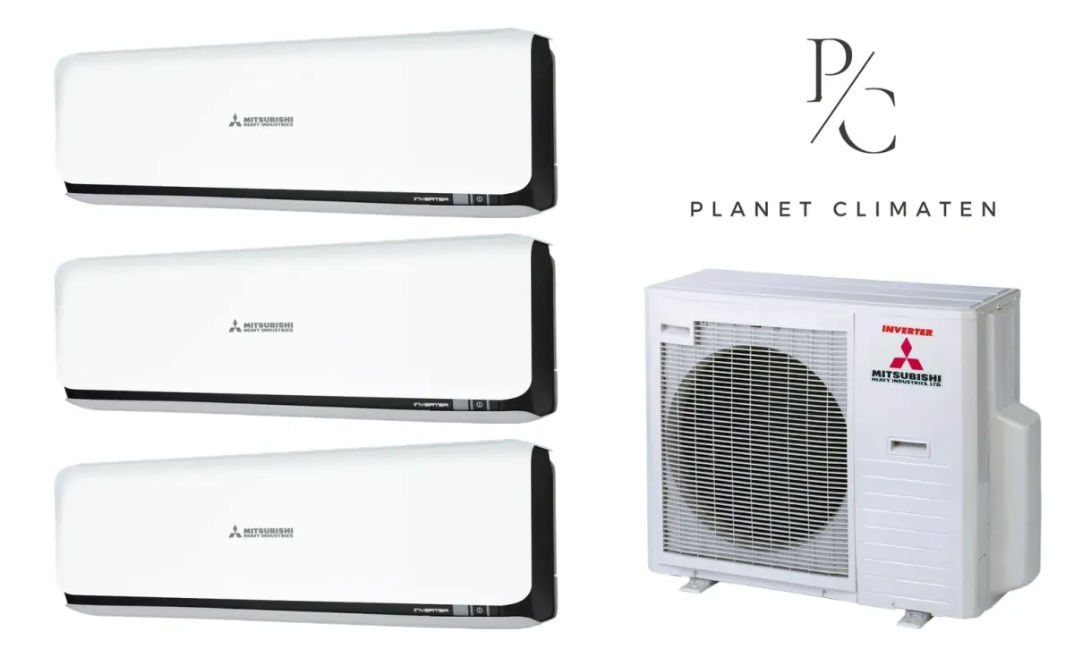 Klimatyzacja multi-split Mitsubishi Heavy SRK-ZSX Diamond czarny — agregat SCM80ZS + 3× jednostka (2,0, 2,0, 6,0 kW)