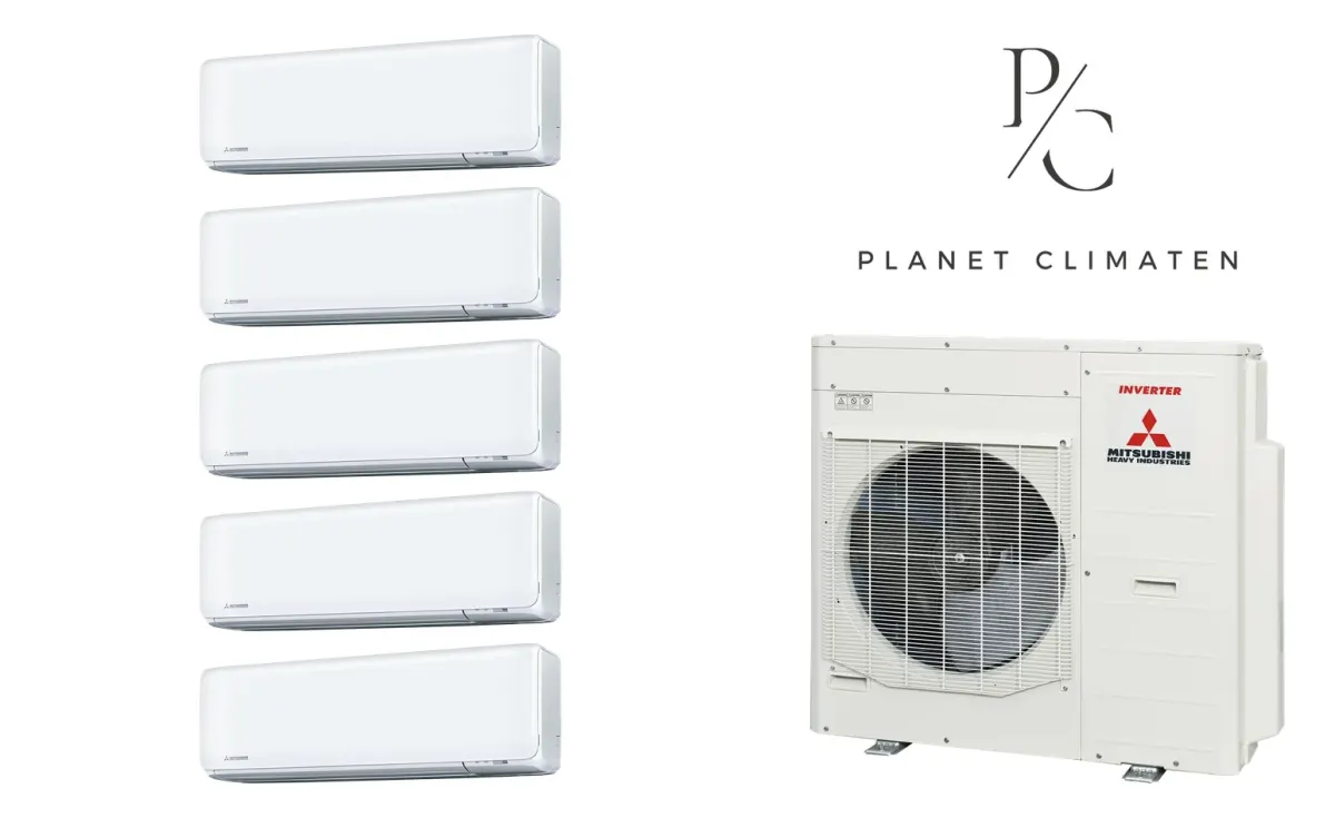 Klimatyzacja multi-split Mitsubishi Heavy SRK-ZT Premium biały — agregat SCM100ZS + 5× jednostka (2,0, 2,0, 2,0, 2,0, 5,0 kW)