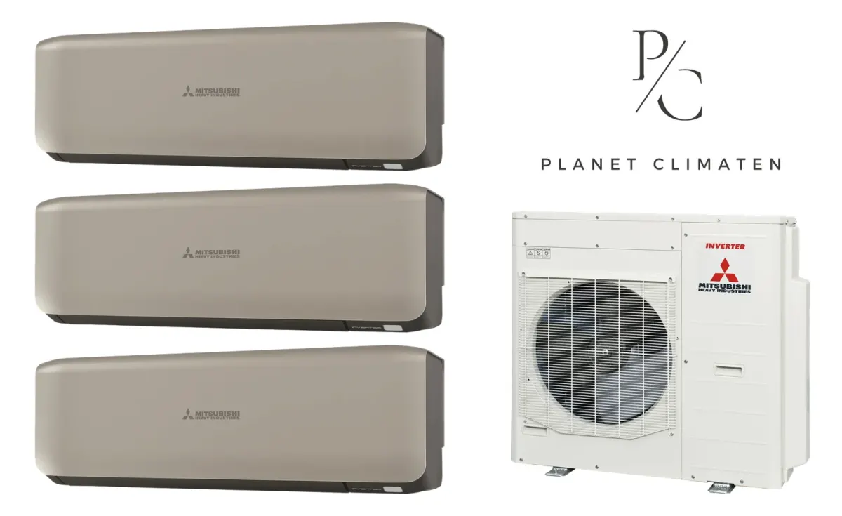 Klimatyzacja multi-split Mitsubishi Heavy SRK-ZS Premium tytanowy — agregat SCM100ZS + 3× jednostka (2,0, 2,0, 2,0 kW)