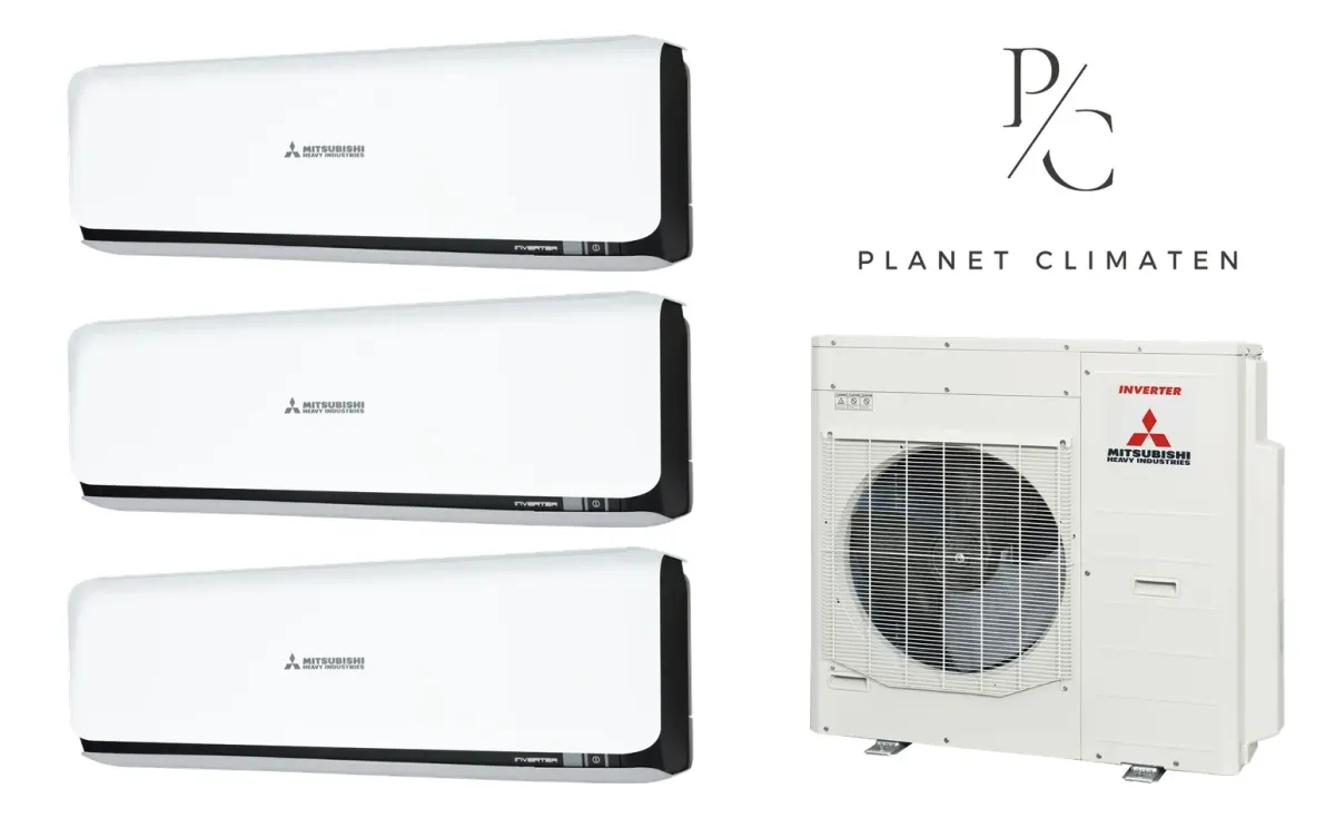 Klimatyzacja multi-split Mitsubishi Heavy SRK-ZSX Diamond czarny — agregat SCM100ZS + 3× jednostka (2,0, 6,0, 6,0 kW)