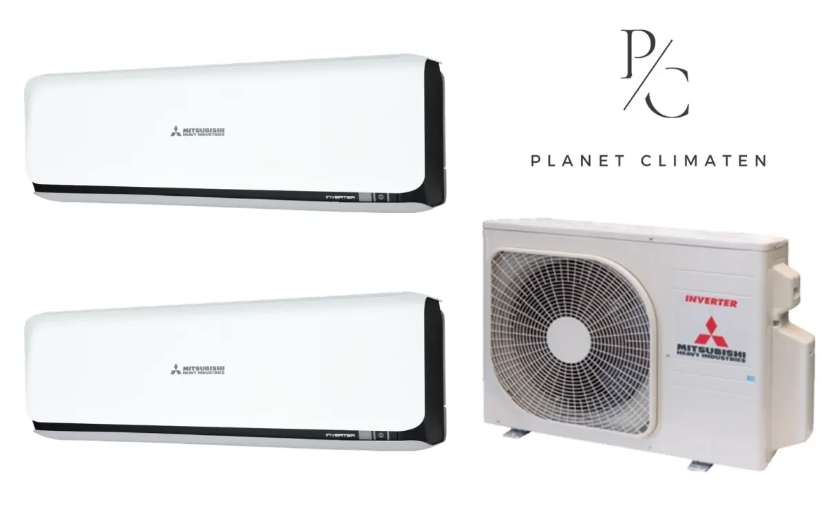Klimatyzacja multi-split Mitsubishi Heavy SRK-ZSX Diamond czarny — agregat SCM30ZS + 2× jednostka (2,0, 2,5 kW)