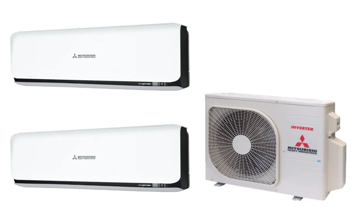 Klimatizácia multi-split Mitsubishi Heavy SRK-ZSX Diamond čierna — vonkajšia jednotka SCM30ZS + 2× jednotka (2,5, 2,5 kW)