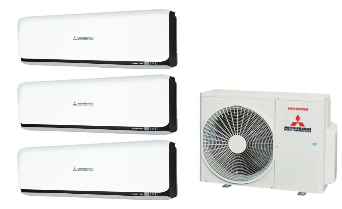 Klimatizácia multi-split Mitsubishi Heavy SRK-ZSX Diamond čierna — vonkajšia jednotka SCM41ZS + 3× jednotka (2,0, 2,0, 2,0 kW)