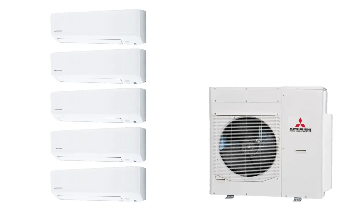 Klimatizácia multi-split Mitsubishi Heavy SRK-ZSP Standard biela — vonkajšia jednotka SCM125ZM + 5× jednotka (2,5, 2,5, 2,5, 2,5, 2,5 kW)