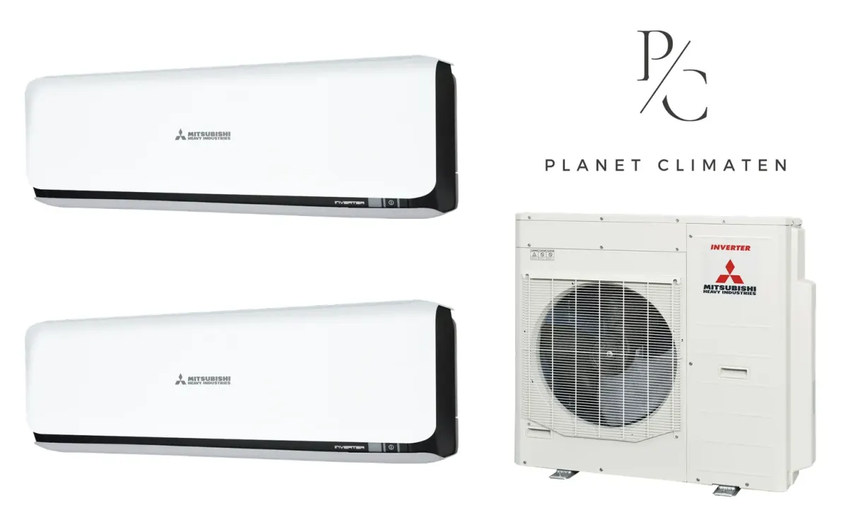 Klimatyzacja multi-split Mitsubishi Heavy SRK-ZSX Diamond czarny — agregat SCM100ZS + 2× jednostka (6,0, 6,0 kW)