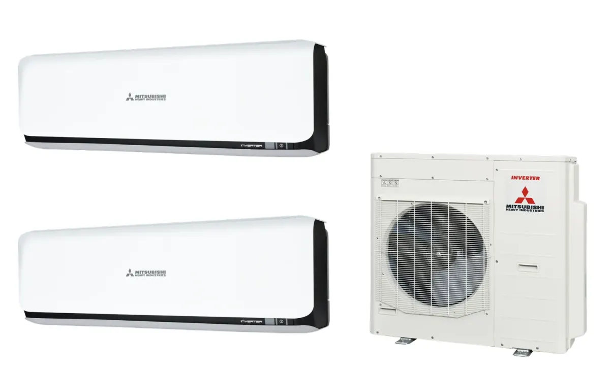 Klimatizácia multi-split Mitsubishi Heavy SRK-ZSX Diamond čierna — vonkajšia jednotka SCM100ZS + 2× jednotka (2,0, 2,0 kW)