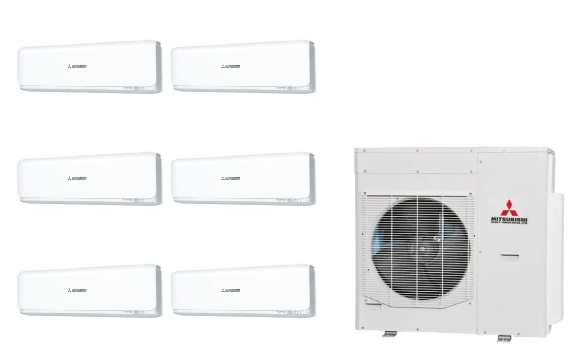Klimatizácia multi-split Mitsubishi Heavy SRK-ZSX Diamond biela — vonkajšia jednotka SCM125ZM + 6× jednotka (2,0, 2,0, 2,0, 2,0, 2,5, 6,0 kW)