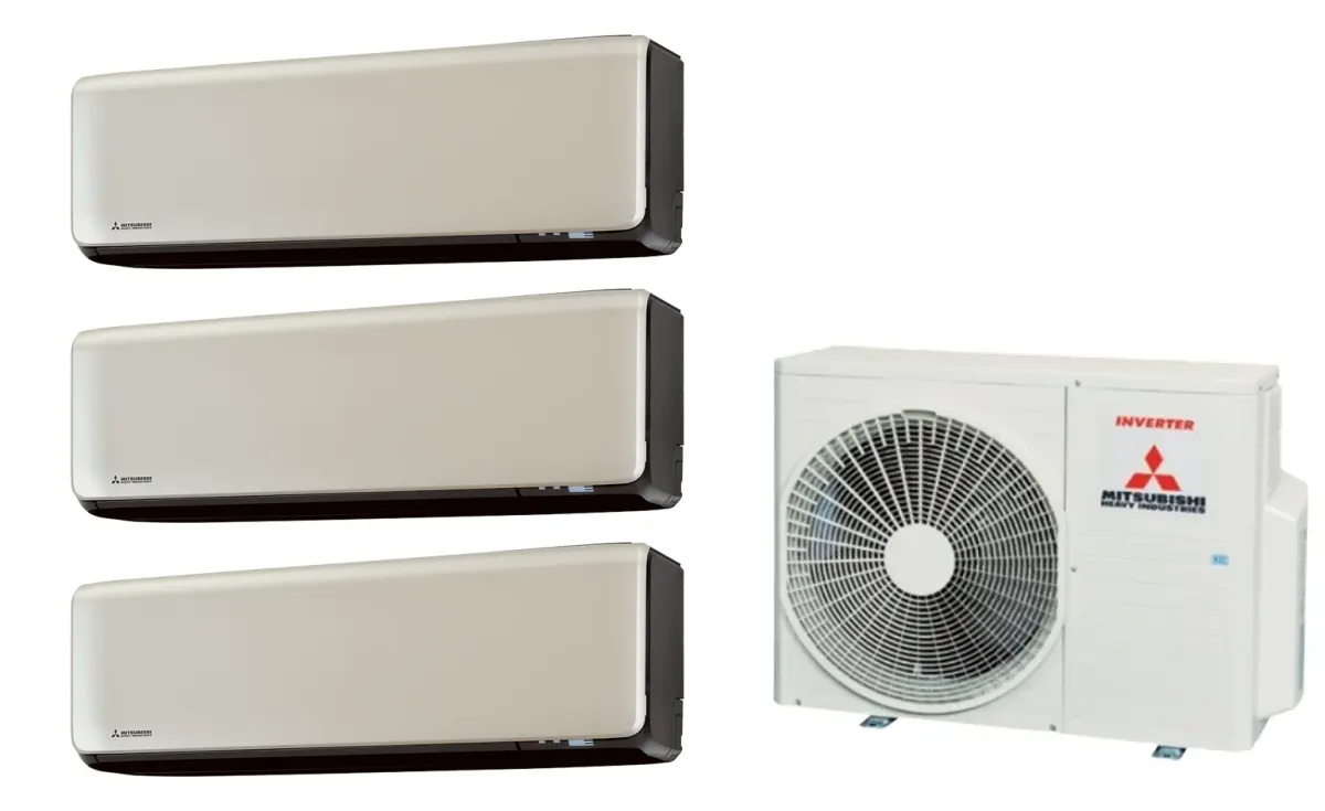 Klimatizácia multi-split Mitsubishi Heavy SRK-ZT Premium titánová — vonkajšia jednotka SCM41ZS + 3× jednotka (2,0, 2,0, 2,5 kW)