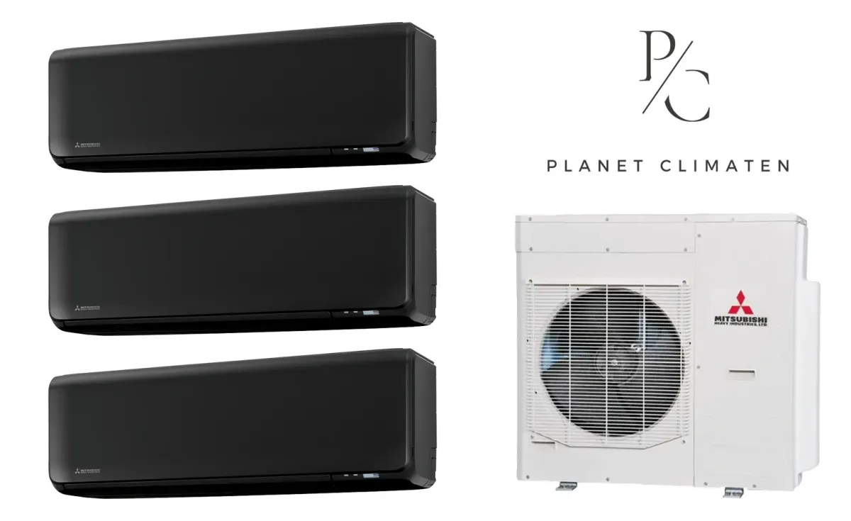 Klimatyzacja multi-split Mitsubishi Heavy SRK-ZT Premium czarny — agregat SCM125ZM + 3× jednostka (2,5, 5,0, 5,0 kW)