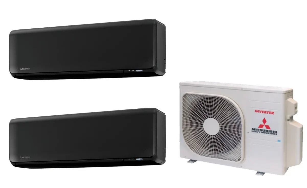 Klimatizácia multi-split Mitsubishi Heavy SRK-ZT Premium čierna — vonkajšia jednotka SCM30ZS + 2× jednotka (2,0, 2,0 kW)