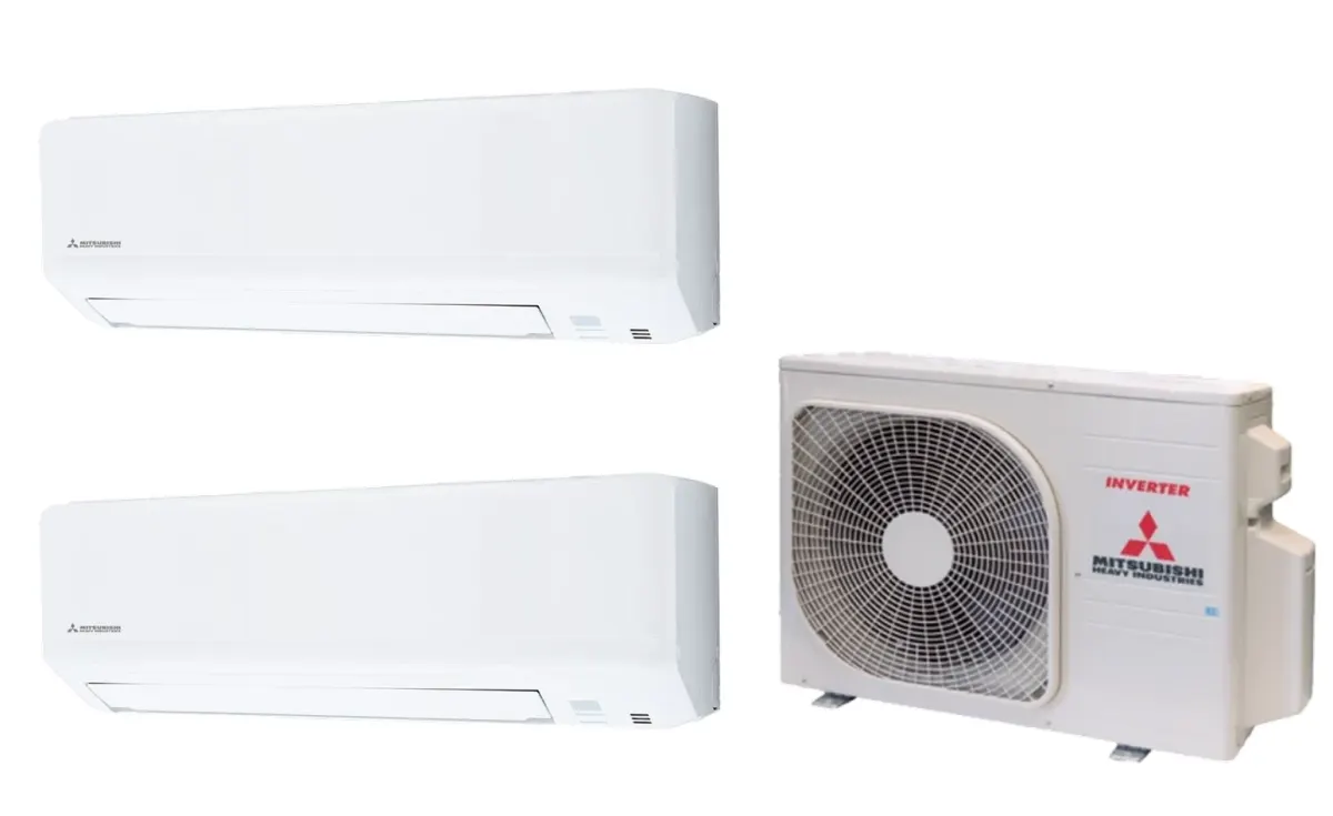 Klimatizácia multi-split Mitsubishi Heavy SRK-ZSP Standard biela — vonkajšia jednotka SCM30ZS + 2× jednotka (2,5, 2,5 kW)