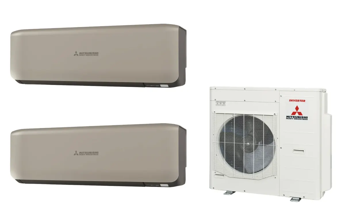 Klimatizácia multi-split Mitsubishi Heavy SRK-ZS Premium titánová — vonkajšia jednotka SCM100ZS + 2× jednotka (2,0, 2,0 kW)