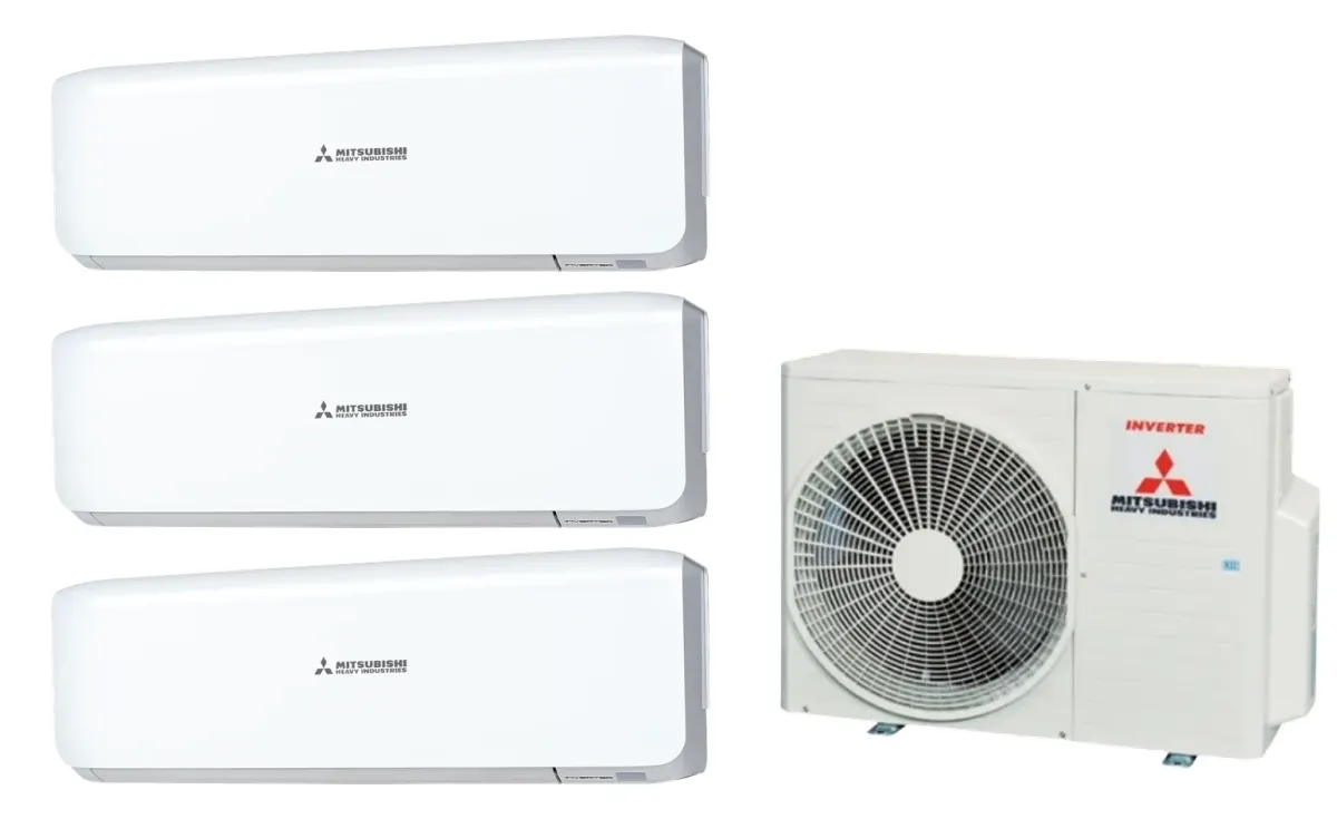 Klimatizácia multi-split Mitsubishi Heavy SRK-ZS Premium biela — vonkajšia jednotka SCM41ZS + 3× jednotka (2,0, 2,0, 2,0 kW)