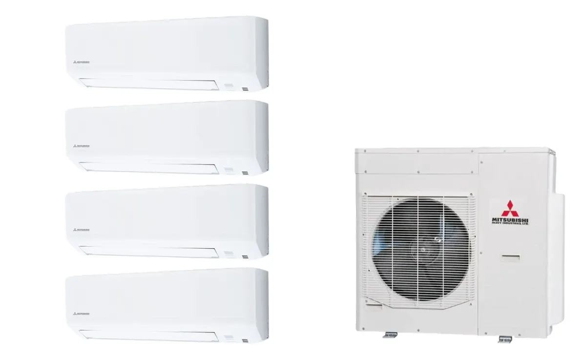 Klimatizácia multi-split Mitsubishi Heavy SRK-ZSP Standard biela — vonkajšia jednotka SCM125ZM + 4× jednotka (2,5, 3,5, 3,5, 3,5 kW)