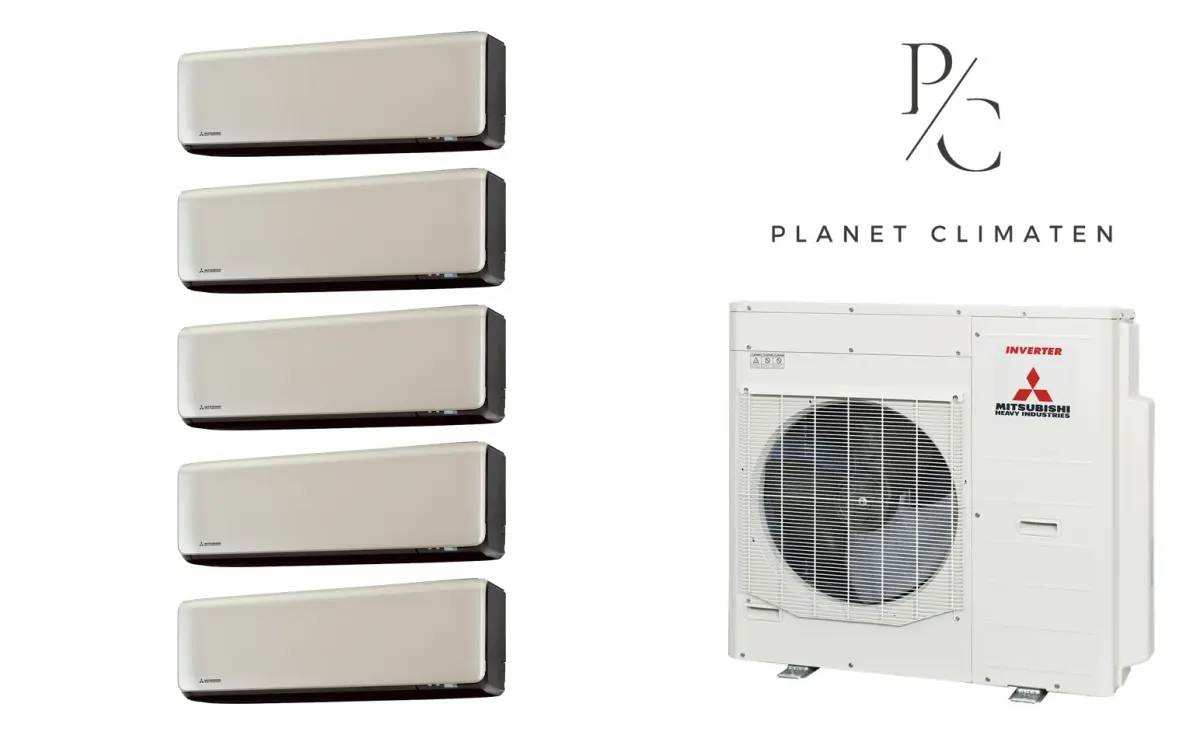 Klimatyzacja multi-split Mitsubishi Heavy SRK-ZT Premium tytanowy — agregat SCM100ZS + 5× jednostka (2,0, 2,0, 2,5, 2,5, 5,0 kW)