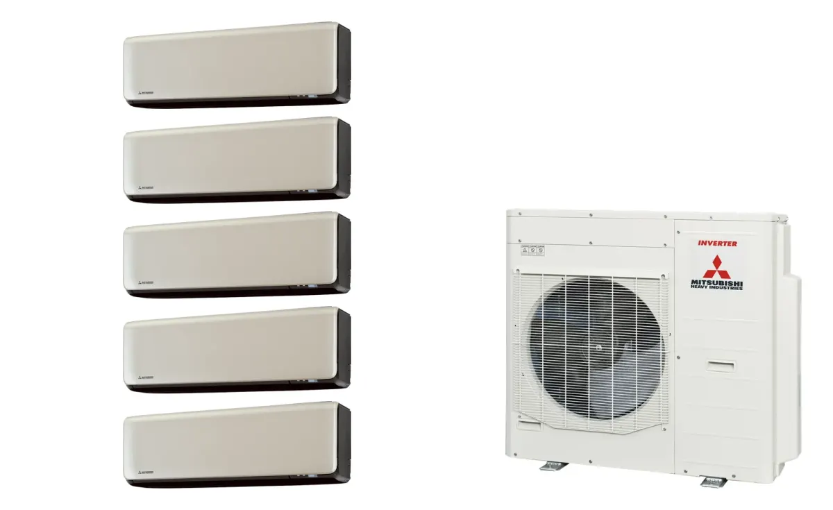 Klimatizácia multi-split Mitsubishi Heavy SRK-ZT Premium titánová — vonkajšia jednotka SCM100ZS + 5× jednotka (2,0, 2,0, 2,0, 2,0, 2,0 kW)