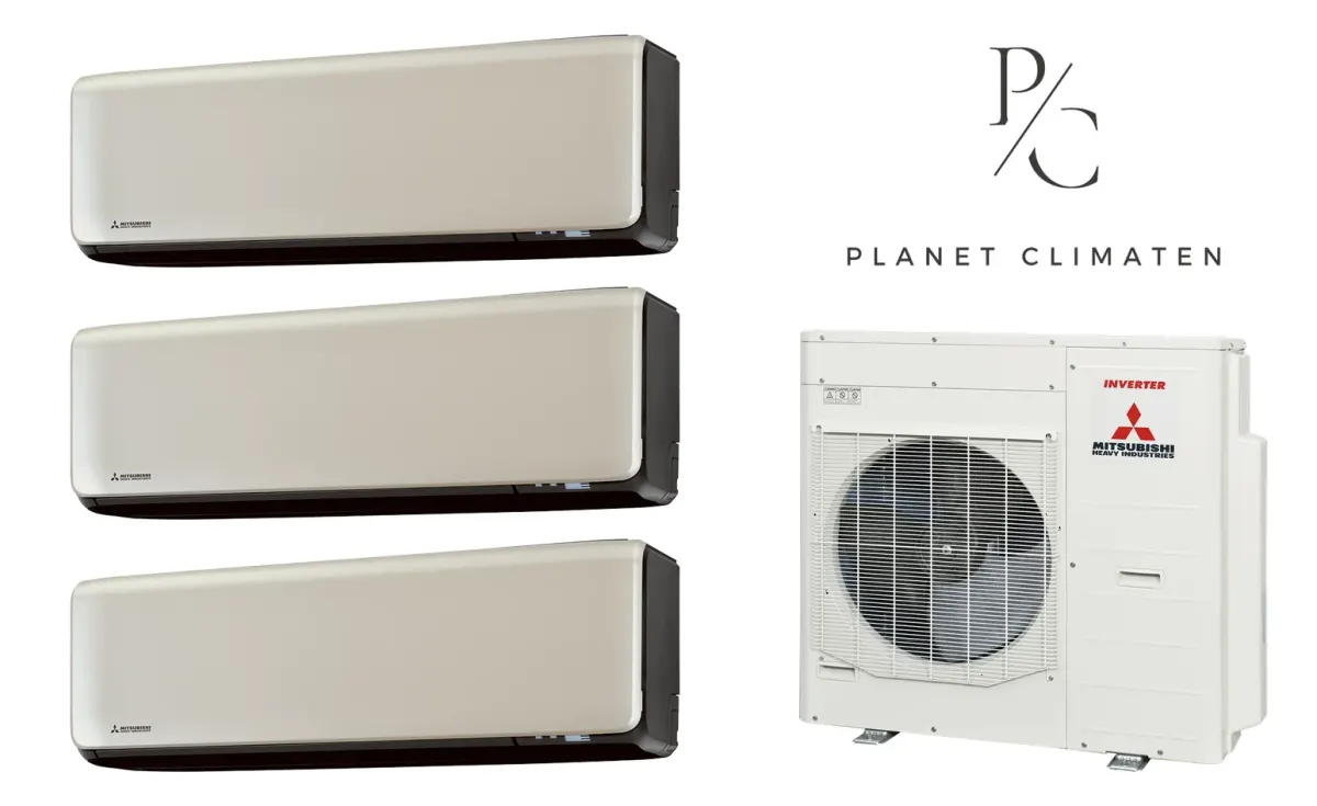 Klimatyzacja multi-split Mitsubishi Heavy SRK-ZT Premium tytanowy — agregat SCM100ZS + 3× jednostka (2,0, 2,0, 2,0 kW)