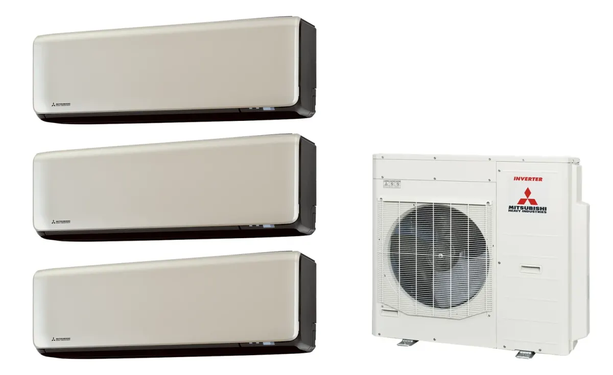 Klimatizácia multi-split Mitsubishi Heavy SRK-ZT Premium titánová — vonkajšia jednotka SCM100ZS + 3× jednotka (3,5, 3,5, 3,5 kW)
