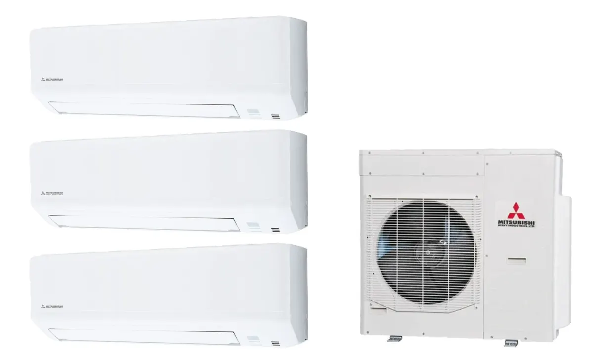 Klimatizácia multi-split Mitsubishi Heavy SRK-ZSP Standard biela — vonkajšia jednotka SCM125ZM + 3× jednotka (2,5, 3,5, 3,5 kW)