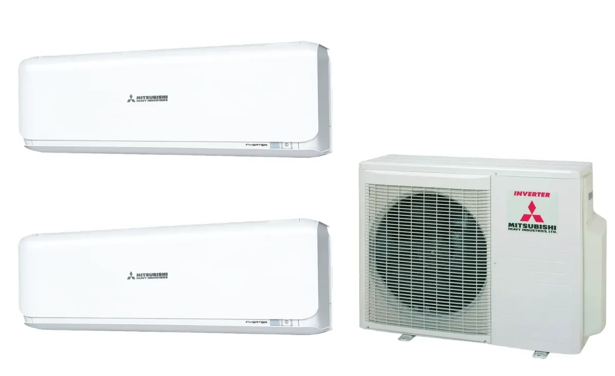 Klimatizácia multi-split Mitsubishi Heavy SRK-ZSX Diamond biela — vonkajšia jednotka SCM40ZS + 2× jednotka (2,0, 2,5 kW)