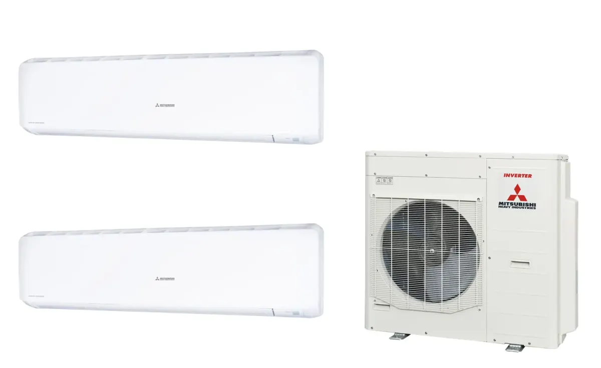 Klimatizácia multi-split Mitsubishi Heavy SRK-ZR Diamond biela — vonkajšia jednotka SCM100ZS + 2× jednotka (7,1, 7,1 kW)