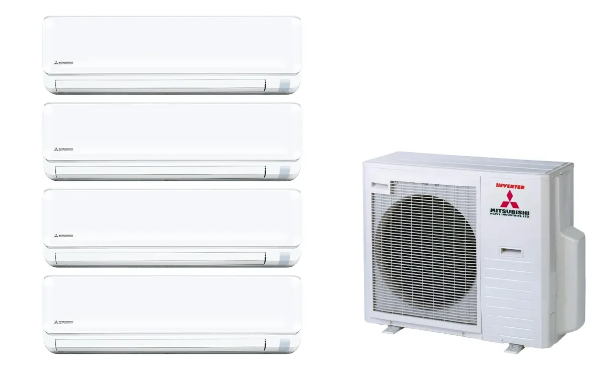 Klimatizácia multi-split Mitsubishi Heavy SRK-ZTL Standard Plus biela — vonkajšia jednotka SCM71ZS + 4× jednotka (2,0, 2,0, 2,5, 2,5 kW)