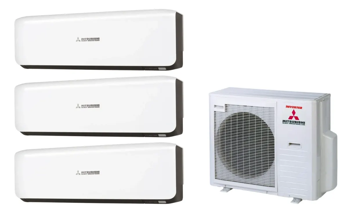 Klimatizácia multi-split Mitsubishi Heavy SRK-ZS Premium čierna — vonkajšia jednotka SCM80ZS + 3× jednotka (2,0, 2,0, 2,0 kW)
