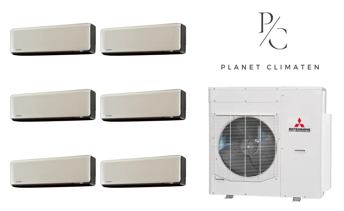 Klimatyzacja multi-split Mitsubishi Heavy SRK-ZT Premium tytanowy — agregat SCM125ZM + 6× jednostka (2,0, 2,0, 2,5, 2,5, 5,0, 5,0 kW)