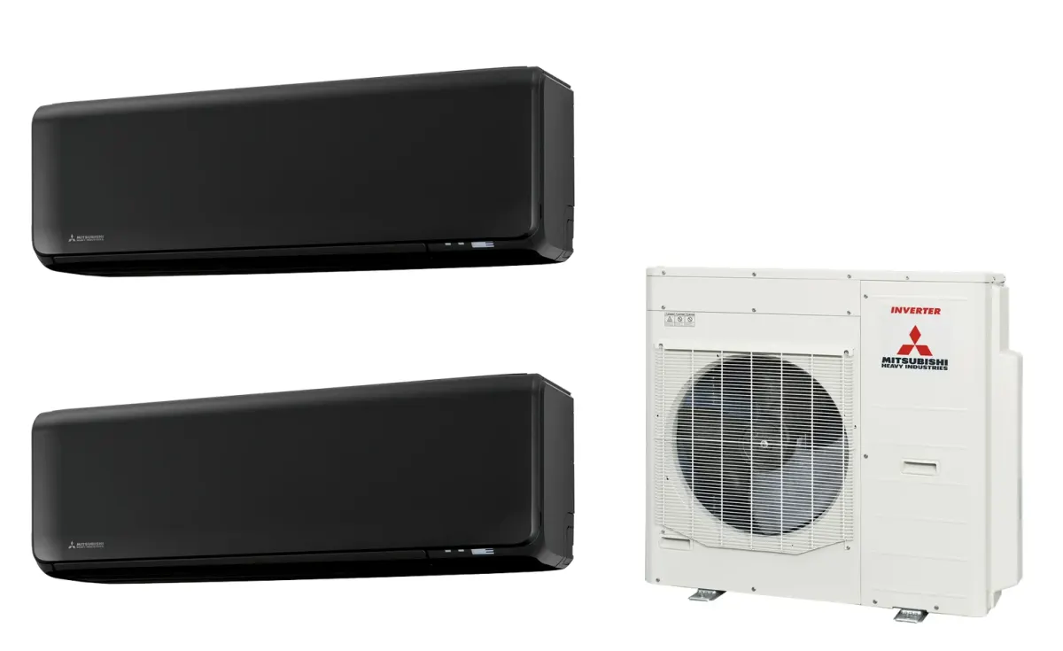 Klimatizácia multi-split Mitsubishi Heavy SRK-ZT Premium čierna — vonkajšia jednotka SCM100ZS + 2× jednotka (2,0, 2,0 kW)