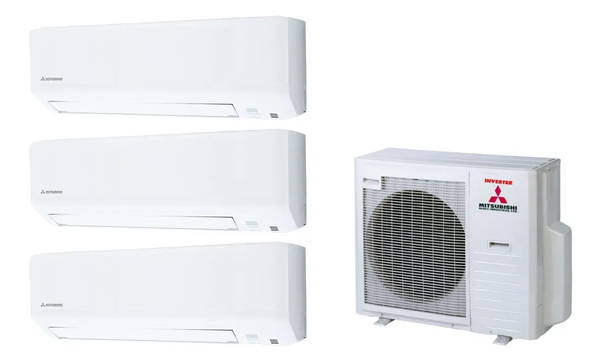 Klimatizácia multi-split Mitsubishi Heavy SRK-ZSP Standard biela — vonkajšia jednotka SCM80ZS + 3× jednotka (2,5, 3,5, 5,0 kW)