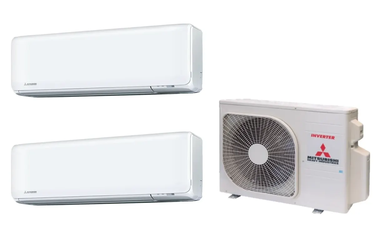 Klimatizácia multi-split Mitsubishi Heavy SRK-ZT Premium biela — vonkajšia jednotka SCM30ZS + 2× jednotka (2,0, 2,0 kW)