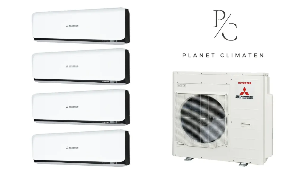 Klimatyzacja multi-split Mitsubishi Heavy SRK-ZSX Diamond czarny — agregat SCM100ZS + 4× jednostka (2,0, 2,0, 2,5, 5,0 kW)