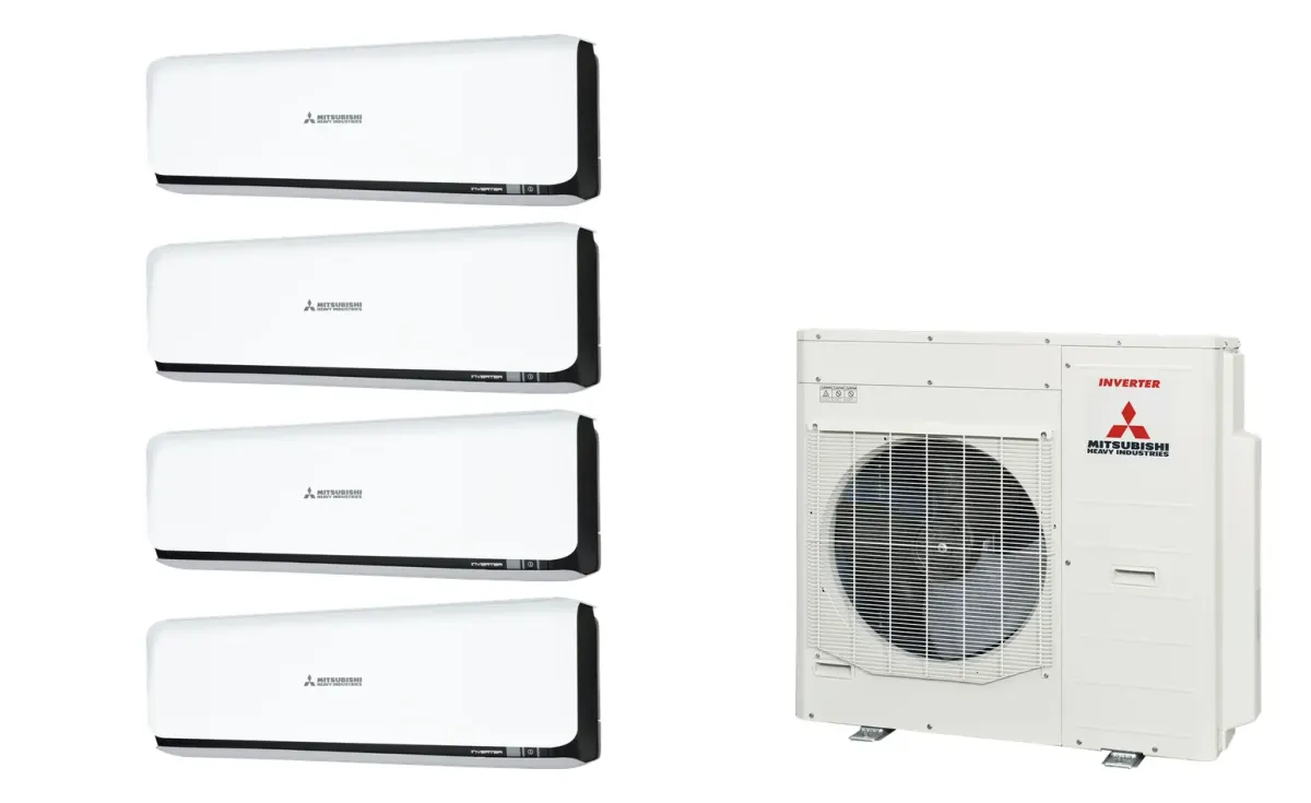 Klimatizácia multi-split Mitsubishi Heavy SRK-ZSX Diamond čierna — vonkajšia jednotka SCM100ZS + 4× jednotka (2,5, 2,5, 5,0, 5,0 kW)
