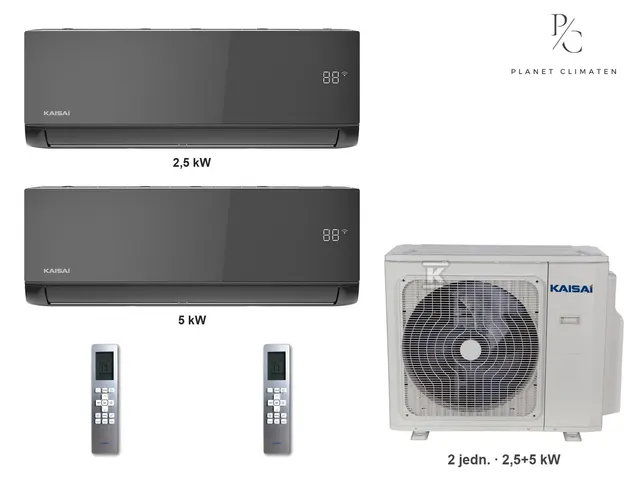 Kaisai — Klimatyzator multi-split Kaisai ice K3OA-27HFN32H — 2 jedn. 2,5+5 kW (2 pomieszczenia, czarny)