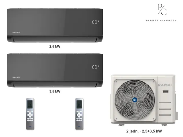 Kaisai — Klimatyzator multi-split Kaisai ice K4OB-36HFN32H — 2 jedn. 2,5+3,5 kW (2 pomieszczenia, czarny)
