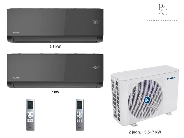 Kaisai — Klimatyzator multi-split Kaisai ice K4OE-28HFN32H — 2 jedn. 3,5+7 kW (2 pomieszczenia, czarny)