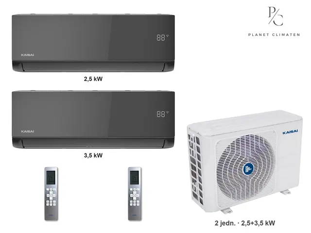 Kaisai — Klimatyzator multi-split Kaisai ice K4OE-28HFN32H — 2 jedn. 2,5+3,5 kW (2 pomieszczenia, czarny)