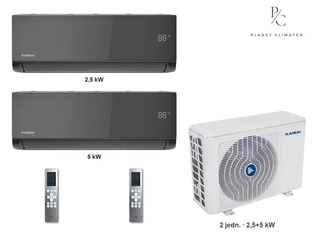Kaisai — Klimatyzator multi-split Kaisai ice K4OE-28HFN32H — 2 jedn. 2,5+5 kW (2 pomieszczenia, czarny)