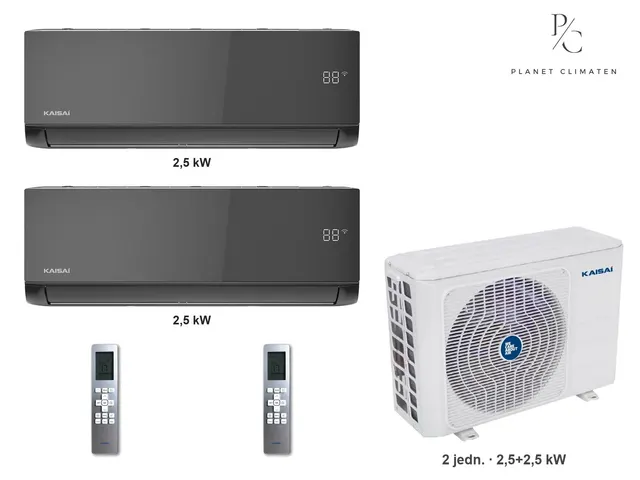 Kaisai — Klimatyzator multi-split Kaisai ice K4OE-28HFN32H — 2 jedn. 2,5+2,5 kW (2 pomieszczenia, czarny)