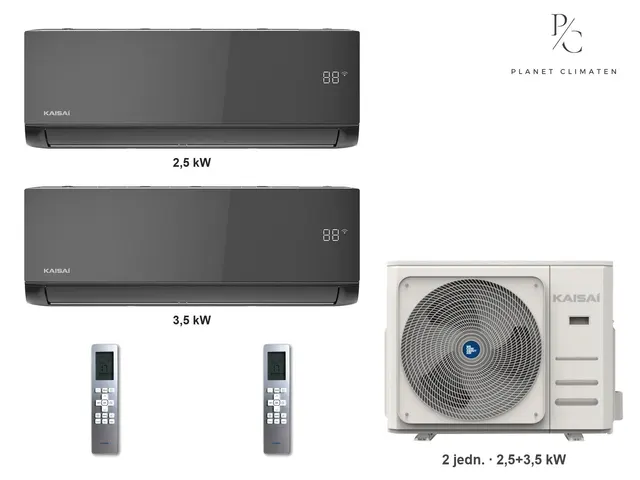 Kaisai — Klimatyzator multi-split Kaisai ice K5OE-42HFN32H — 2 jedn. 2,5+3,5 kW (2 pomieszczenia, czarny)