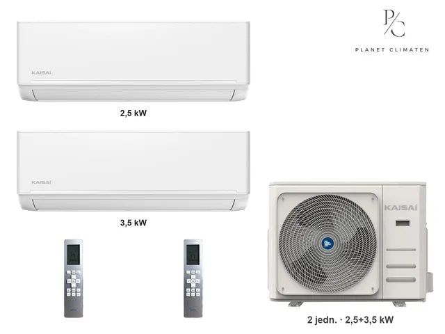 Kaisai — Klimatyzator multi-split Kaisai ice K2OE-18HFN32H — 2 jedn. 2,5+3,5 kW (2 pomieszczenia, biały)