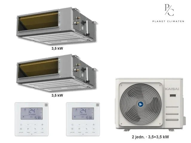 Kaisai — Klimatyzator multi-split kanałowy Kaisai KKR7 K2OE-18HFN32H — 2 jedn. 3,5+3,5 kW (2 pomieszczenia)